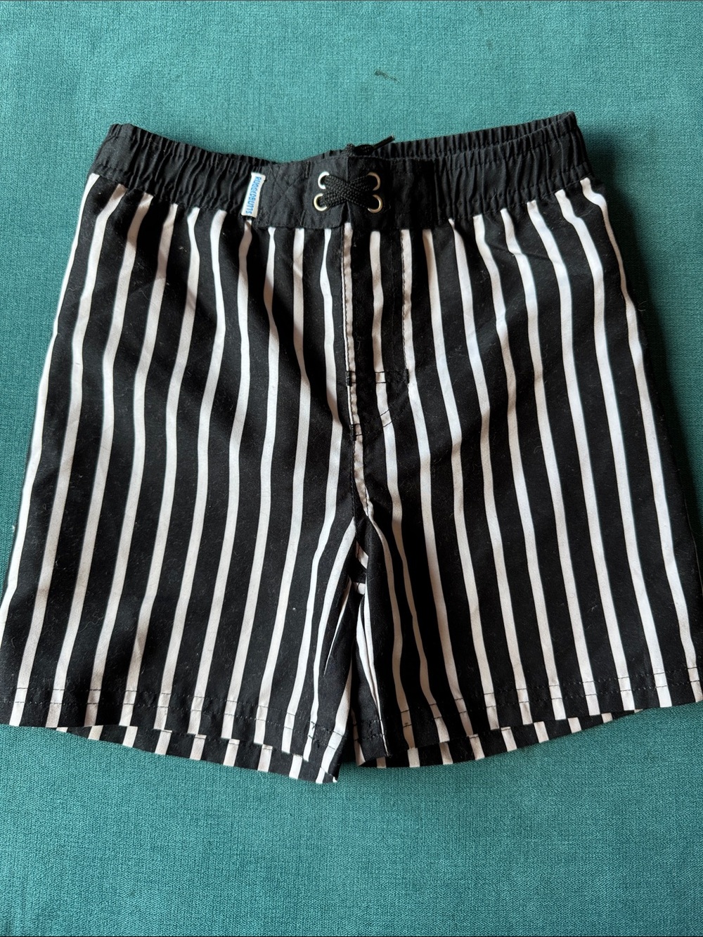 Ruggedbutts Black & White Vertical Stripe Swim Shorts